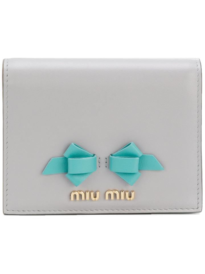 Miu Miu Bow Detail Wallet - Grey