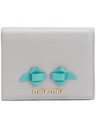 Miu Miu Bow Detail Wallet - Grey