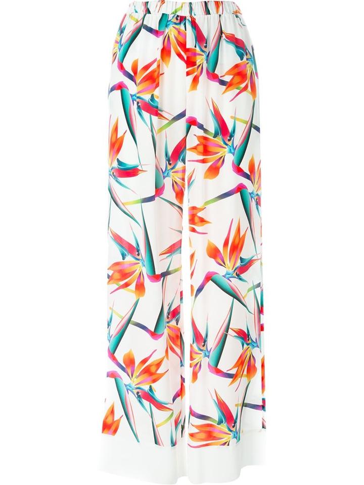 Fendi - Bird Of Paradise Flower Print Trousers - Women - Silk - 40, White, Silk