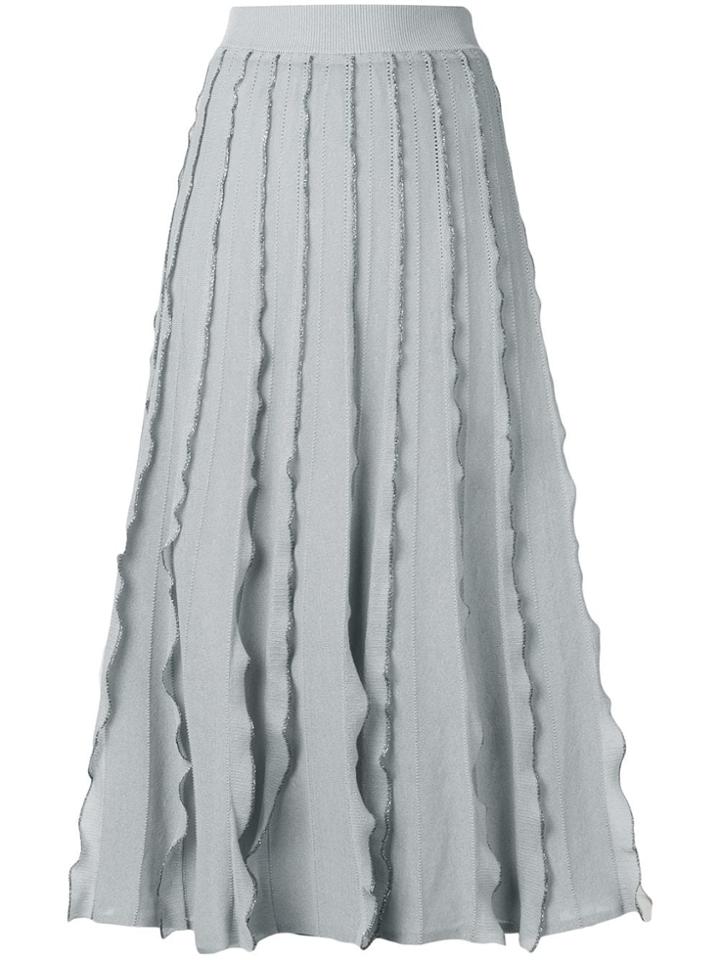 Red Valentino Ruffled Midi Skirt - Grey