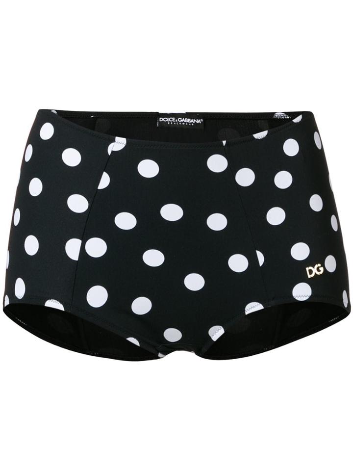 Dolce & Gabbana Polka Dot Print Bikini Bottoms - Black