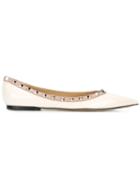 Valentino Rockstud Ballerinas, Women's, Size: 40, Nude/neutrals, Leather/patent Leather/metal Other