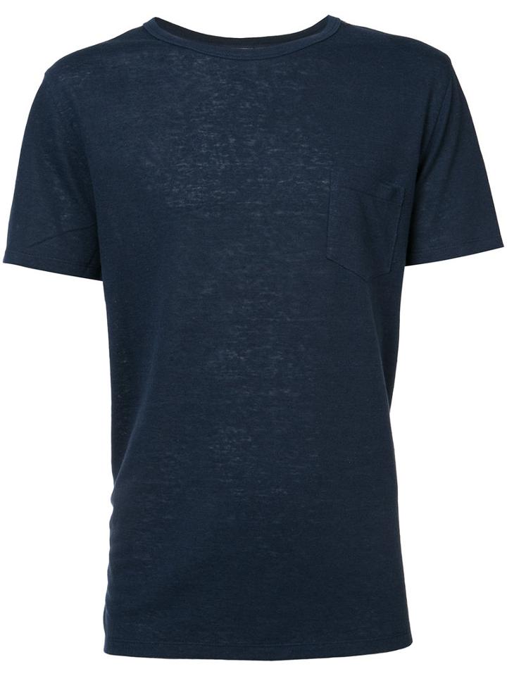 Onia - Chad Ss Linen T-shirt - Men - Linen/flax/polyester - M, Blue, Linen/flax/polyester