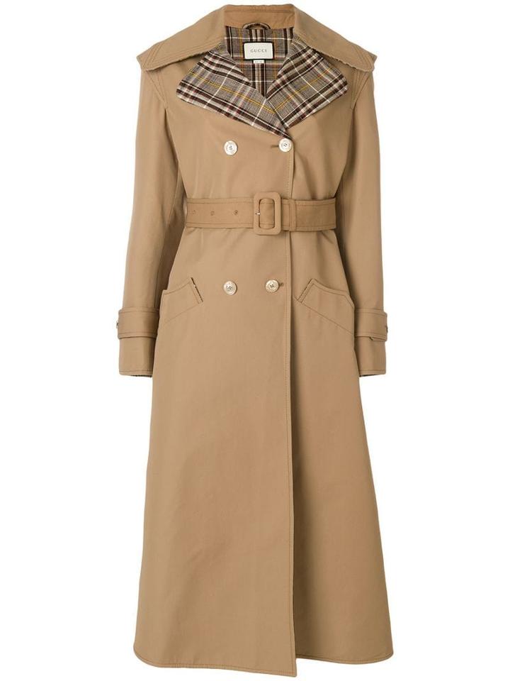 Gucci Butterfly Appliqué Gabardine Trench Coat - Neutrals