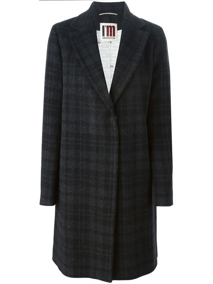 I'm Isola Marras Checked Single Breasted Coat, Women's, Size: 46, Black, Acrylic/polyamide/polyester/wool