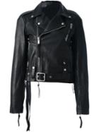 Unravel Biker Jacket, Women's, Size: 42, Black, Calf Leather/viscose/cotton