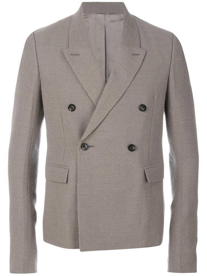 Rick Owens - Double Breasted Blazer - Men - Cotton/nylon/cupro/alpaca - 50, Grey, Cotton/nylon/cupro/alpaca