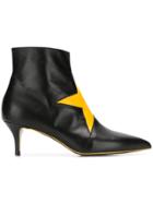 Msgm Ankle Boots With Star Patch - Black