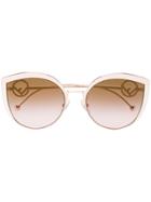 Fendi Eyewear Pink Rose F Is Fendi Metal Cat Eye Sunglasses