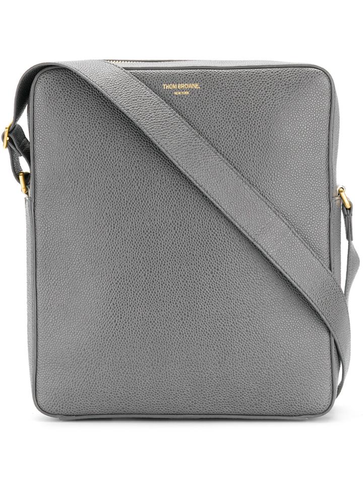 Thom Browne Seamed Panel Pebble Grain Leather Camera Bag - Grey