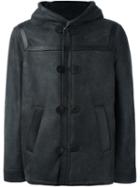 Neil Barrett Hooded Leather Jacket, Men's, Size: Large, Black, Lamb Skin/lamb Fur