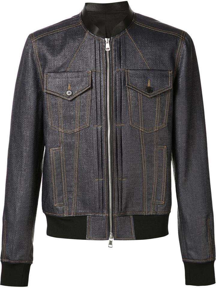 Juun.j Zip Denim Jacket, Men's, Size: 48, Blue, Polyester/cotton/nylon