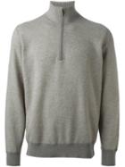 Loro Piana Textured Zipped Collar Sweater, Men's, Size: 48, Grey, Cashmere