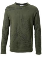 Fad Three Notes Print Sweatshirt, Men's, Size: Large, Green, Cotton