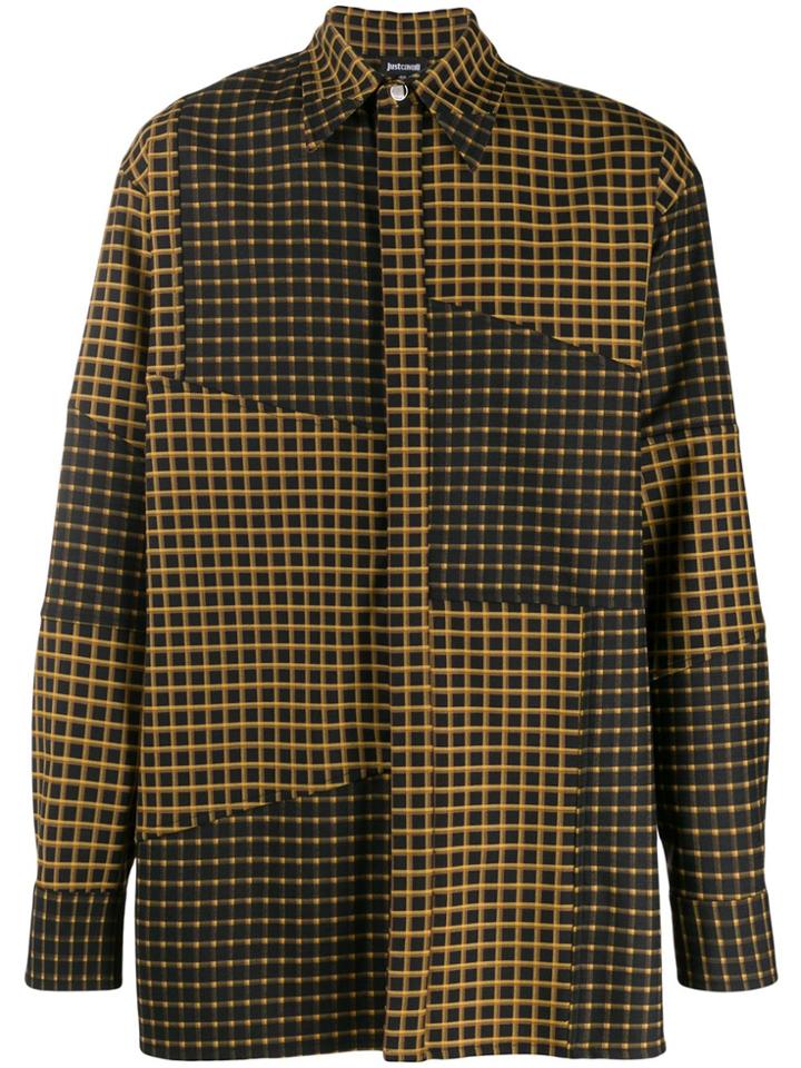 Just Cavalli Patchwork Printed Check Shirt - Yellow