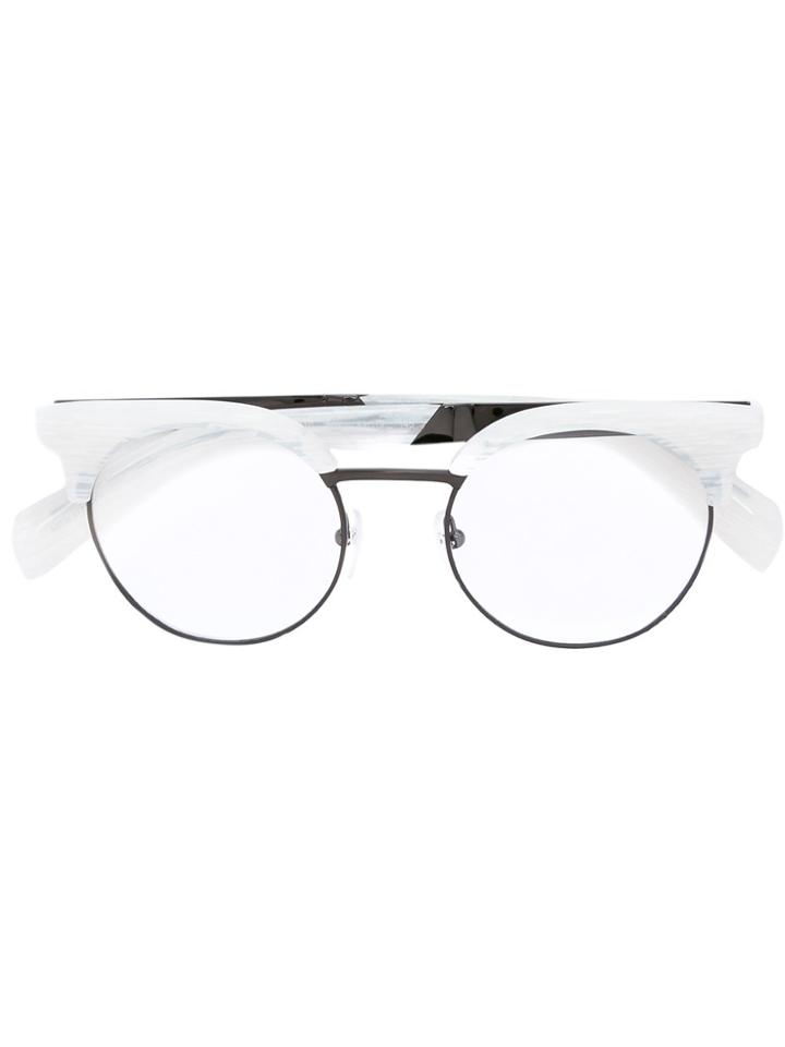 Yohji Yamamoto Round Frame Glasses - White