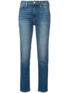 Frame Cropped Slim Jeans - Blue