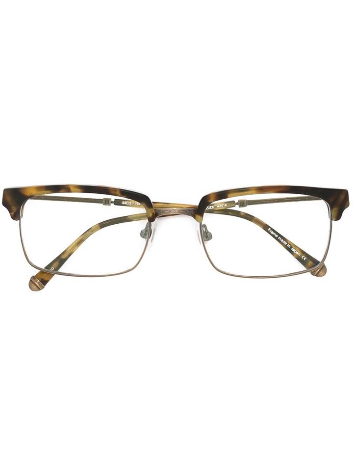 Matsuda Square Frame Glasses, Brown, Acetate/titanium
