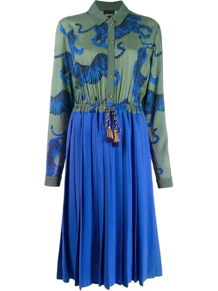 Just Cavalli Tiger Print Shirt Dress - Blue