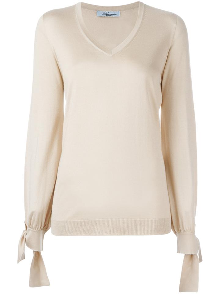 Blumarine V-neck Jumper - Nude & Neutrals