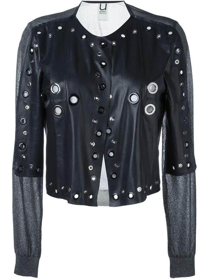 Aviù Eyelet Detail Semi Sheer Contrast Back Jacket