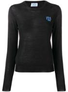 Prada Fine Knit Logo Sweater - Black