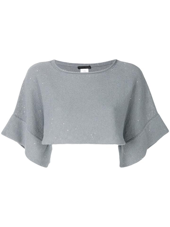 Fabiana Filippi Cropped Shortsleeved Knitted Blouse - Grey