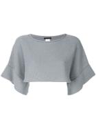 Fabiana Filippi Cropped Shortsleeved Knitted Blouse - Grey