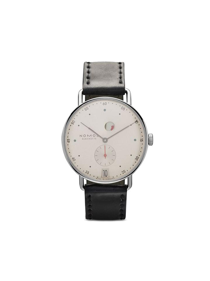 Nomos Metro Date Power Reserve 37mm - White, Silver-plated