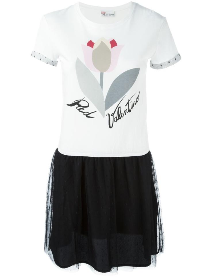 Red Valentino Tulle Skirt T-shirt Dress, Women's, Size: Small, White, Cotton/polyamide/polyester