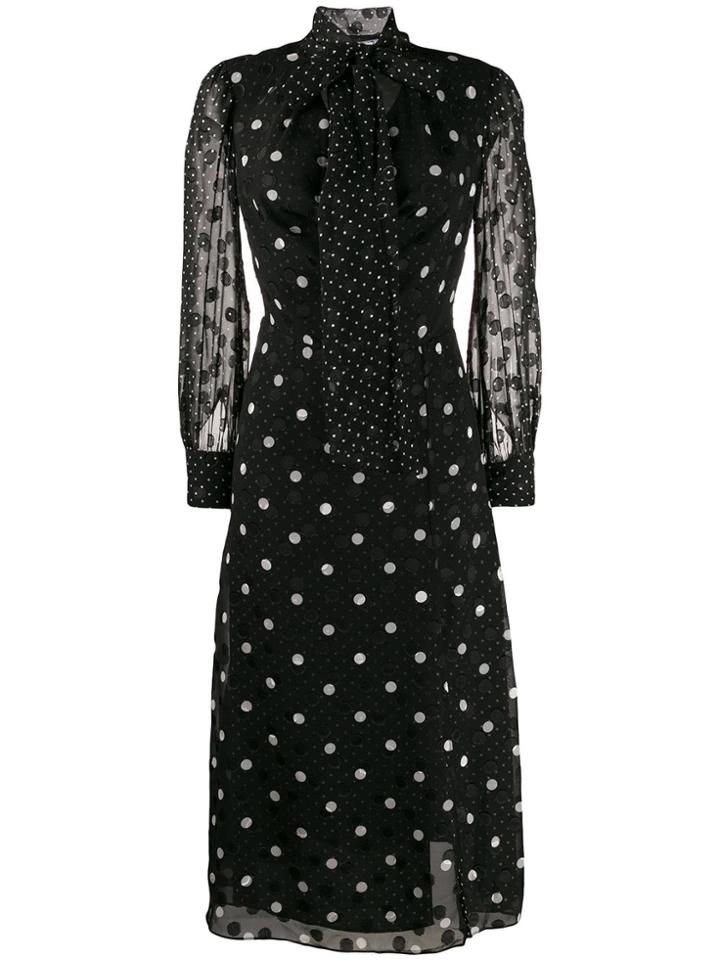 Tommy Hilfiger Polka Dot Midi Dress - Black
