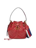 Gucci Gg Marmont Quilted Leather Bucket Bag - Red