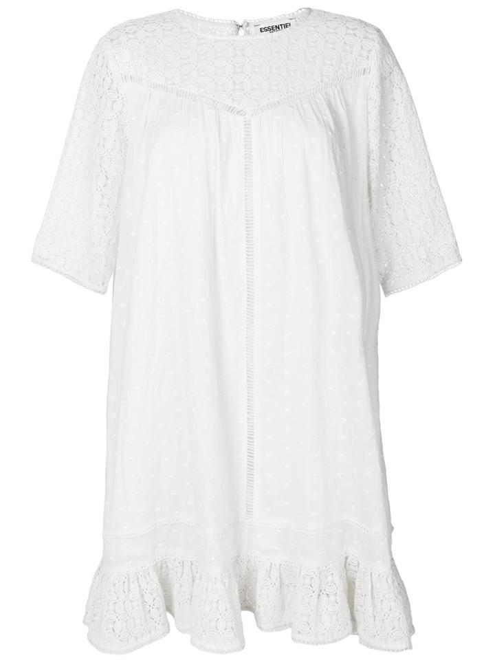 Essentiel Antwerp Embroidered Sleevel Ruffle Dress - White