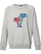 Marc Jacobs Sequin Embroidered Palm Tree Sweatshirt, Men's, Size: Xl, Grey, Cotton/polyester