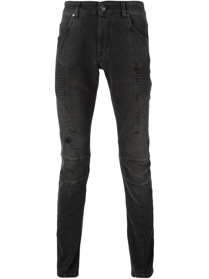 Pierre Balmain Stonewashed Skinny Jeans, Men's, Size: 36, Grey, Cotton/spandex/elastane