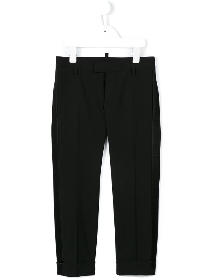 Dsquared2 Kids - Turn-up Hem Trousers - Kids - Spandex/elastane/virgin Wool - 12 Yrs, Black
