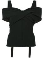 Irene Ribbed Knit Cold Shoulder Top - Black