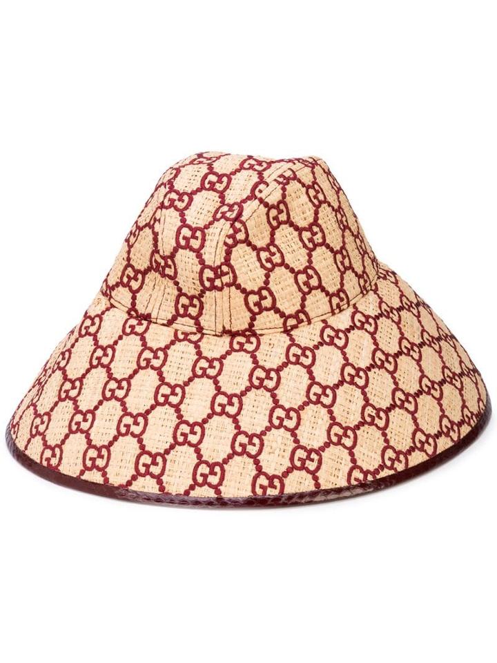 Gucci Wide Brim Gg Hat - Brown