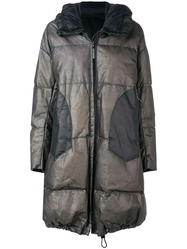 Isaac Sellam Experience Hooded Leather Puffer Coat - Grey