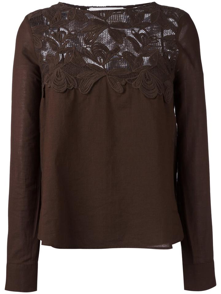 See By Chloé Lace Bib Top, Women's, Size: 36, Green, Cotton