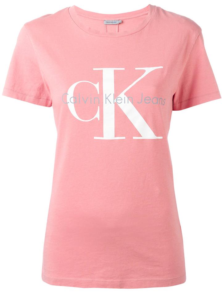 Calvin Klein Jeans - Logo T-shirt - Women - Cotton - M, Women's, Pink/purple, Cotton