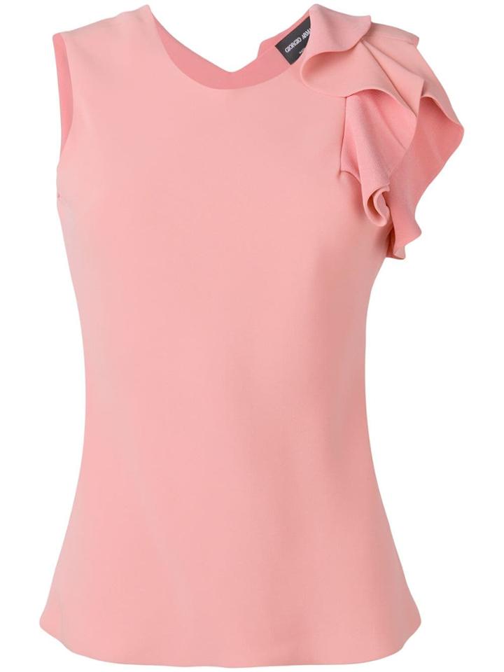 Giorgio Armani Gathered Shoulder Silk Blouse - Pink