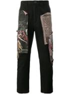 Miharayasuhiro Patchwork Straight-leg Trousers, Men's, Size: 52, Black, Cotton