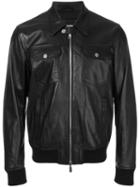 Dsquared2 - Bomber Jacket - Men - Cotton/polyamide/polyester/lamb Nubuck Leather - 50, Black, Cotton/polyamide/polyester/lamb Nubuck Leather