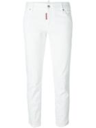 Dsquared2 'twiggy' Medium Waist Cropped Jeans, Women's, Size: 42, White, Cotton/spandex/elastane/polyester