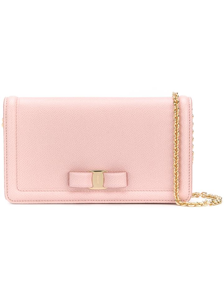 Salvatore Ferragamo Vara Bow Chain Wallet - Pink & Purple