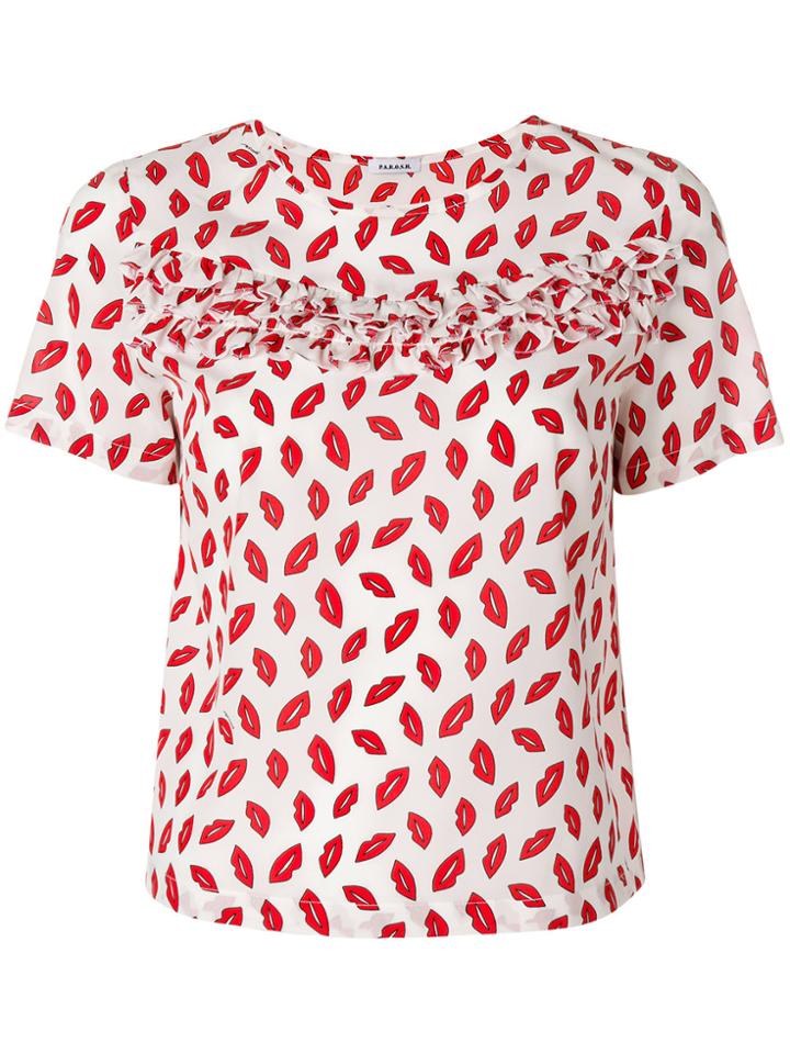 P.a.r.o.s.h. Lips Print Top - White