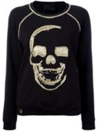 Philipp Plein Skull Emblem Sweatshirt, Women's, Size: Small, Black, Cotton/spandex/elastane