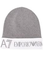 Ea7 Emporio Armani Logo Knit Beanie - Grey