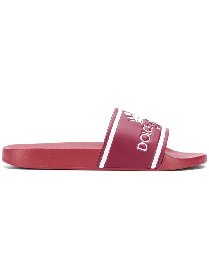 Dolce & Gabbana Crown Logo Slides - Red